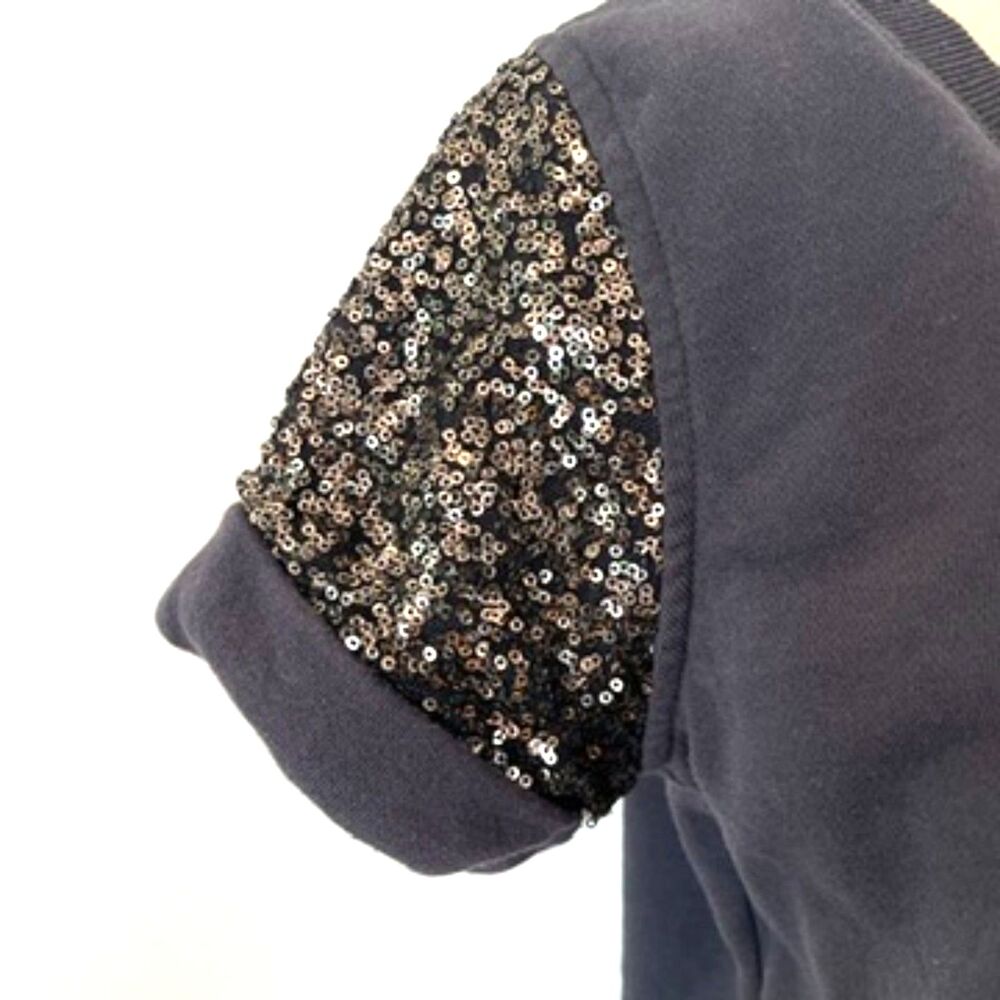 Maison Scotch & Soda Black Sweatshirt Short Sleeves Sequins Back Buttons Size 1 - Picture 6 of 13